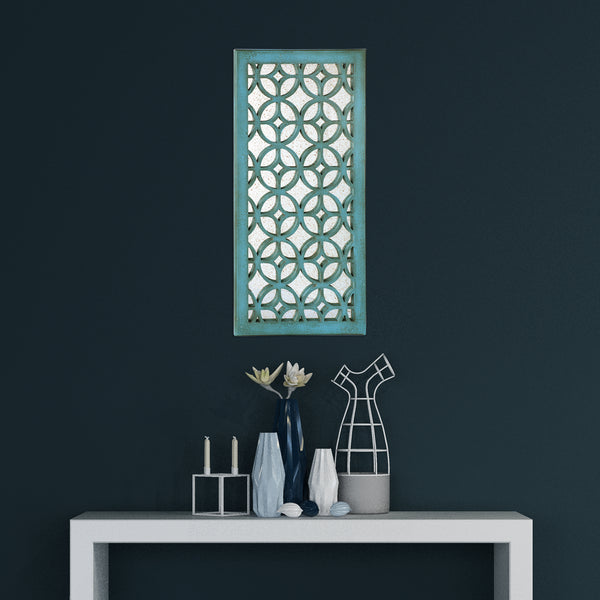 Loft97 MR3XX Morocco Distressed Decorative Wood Mirror, 31.5" Sage Green/White