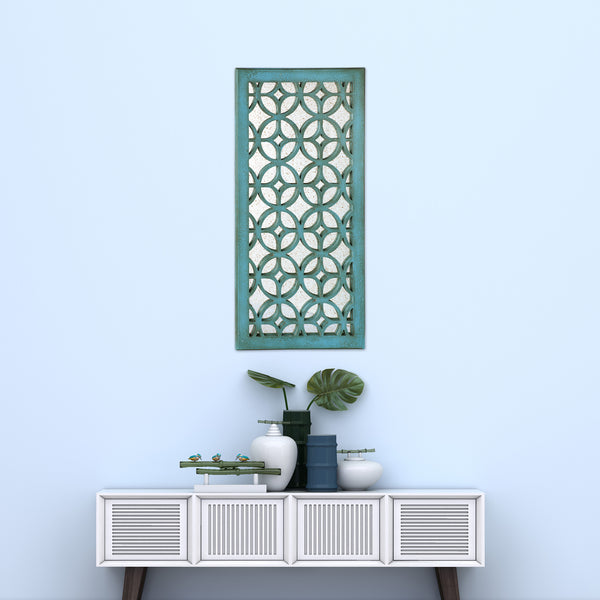 Loft97 MR3XX Morocco Distressed Decorative Wood Mirror, 31.5" Sage Green/White