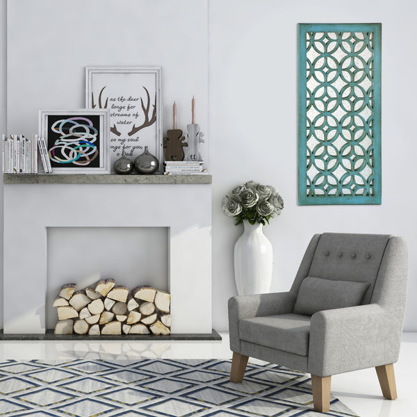 Loft97 MR3XX Morocco Distressed Decorative Wood Mirror, 31.5" Sage Green/White