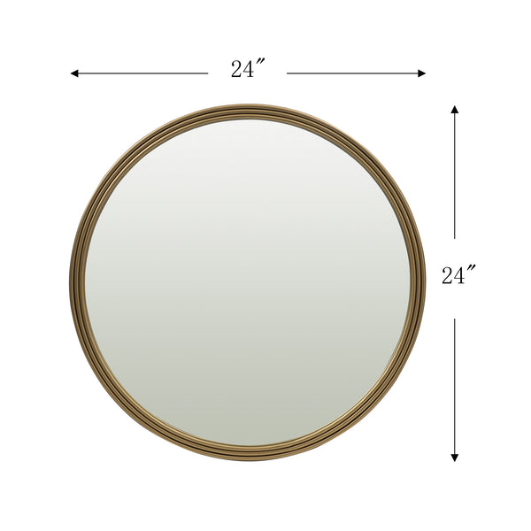 Loft97 MR4GD Bathroom Round Mirror, Wall-Mounted Bathroom Mirror, 24''Modern Gold Metal Frame, Suitable for Wall Hanging Decoration, Dressing Table, Living Room, Bedroom