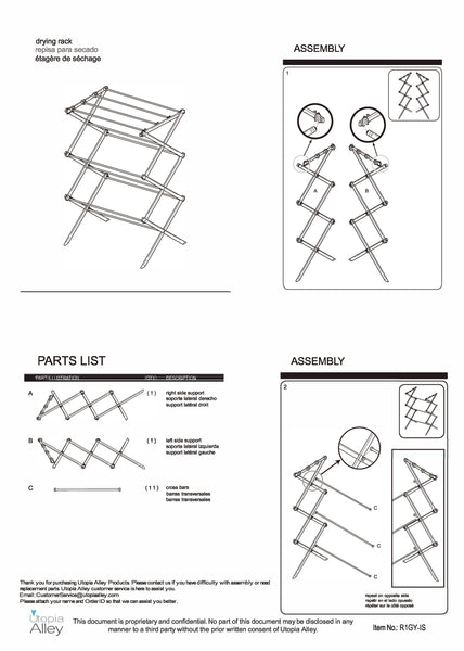 Utopia Alley Foldable Clothes Drying Rack - Silver