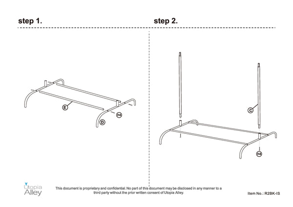 Loft97 R2BK 37.5"W Metal Single Bar Garment rack, Chrome/Black