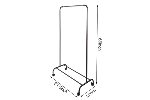 Loft97 R2BK 37.5"W Metal Single Bar Garment rack, Chrome/Black