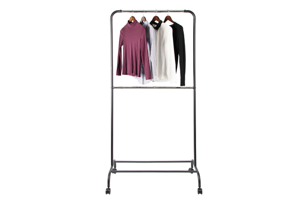 Loft97 R3BK 37.5"W 2 Tier Double Bar Garment Rack, Chrome/Black