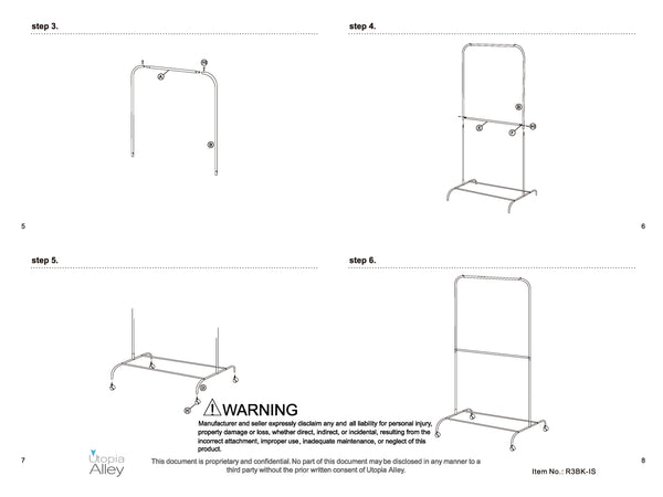 Loft97 R3BK 37.5"W 2 Tier Double Bar Garment Rack, Chrome/Black