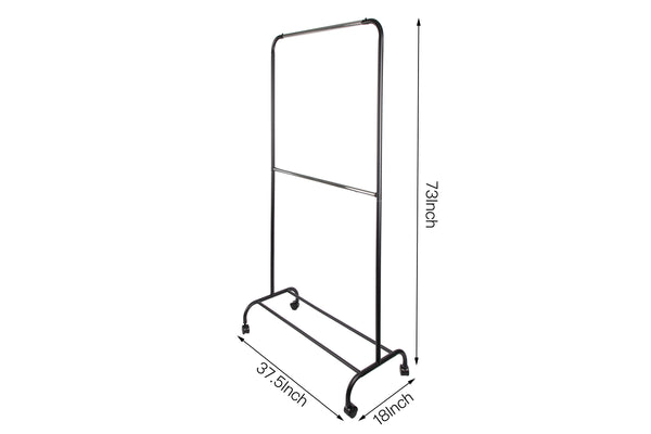 Loft97 R3BK 37.5"W 2 Tier Double Bar Garment Rack, Chrome/Black