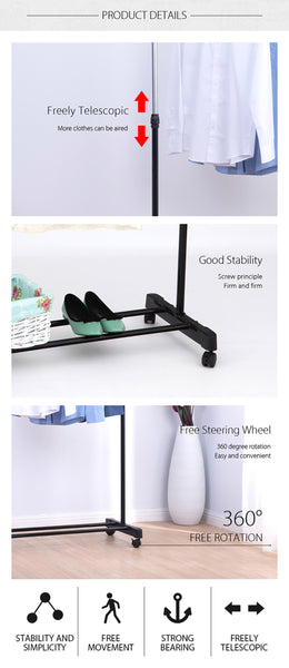 Loft97 R4SS 33.5"W Adjustable Clothes Garment Rack, Chrome/Black