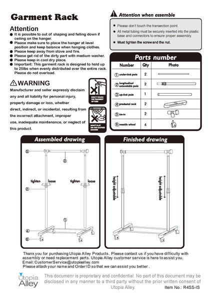 Loft97 R4SS 33.5"W Adjustable Clothes Garment Rack, Chrome/Black