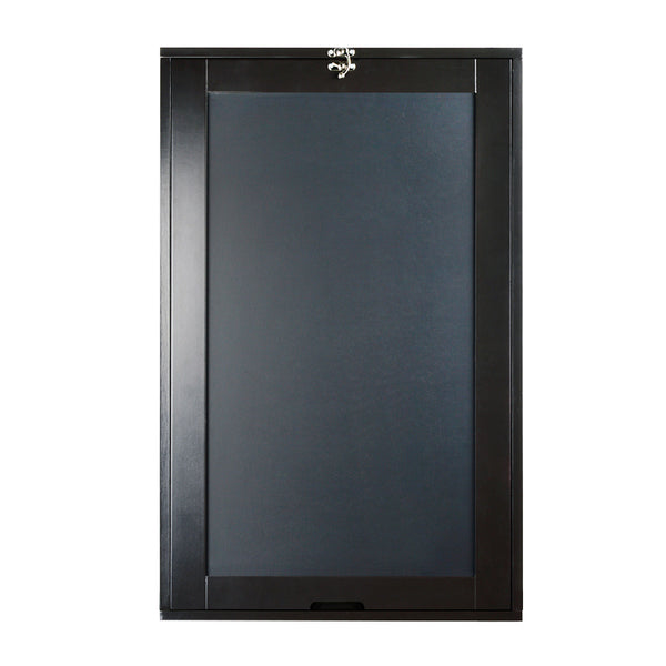 Loft97 SH0002CH201 Collapsible Fold Down Desk Table with Storage Cabinet & Shelves - Wall Mounted Desk Furniture with Chalkboard Wall - Computer Desk With Storage for Small Spaces - Espresso/Chocolate