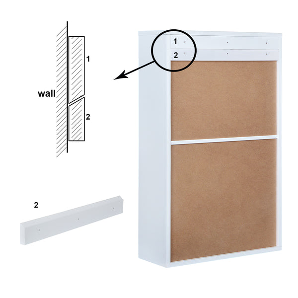 Loft97 SH0002WW101 Fold Down Desk Table Wall Cabinet With Chalkboard, White