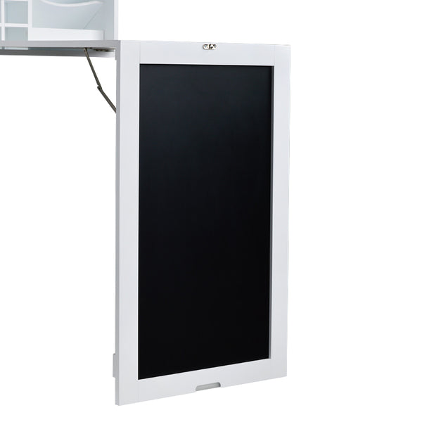 Loft97 SH0002WW101 Fold Down Desk Table Wall Cabinet With Chalkboard, White
