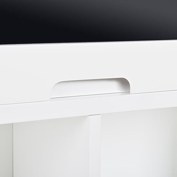Loft97 SH3WW Collapsible Fold Down Desk Table with Storage Cabinet & Bottom Shelves - Convertible Foldable Desk Furniture with Chalkboard Wall - Computer Desk With Storage for Small Spaces - White