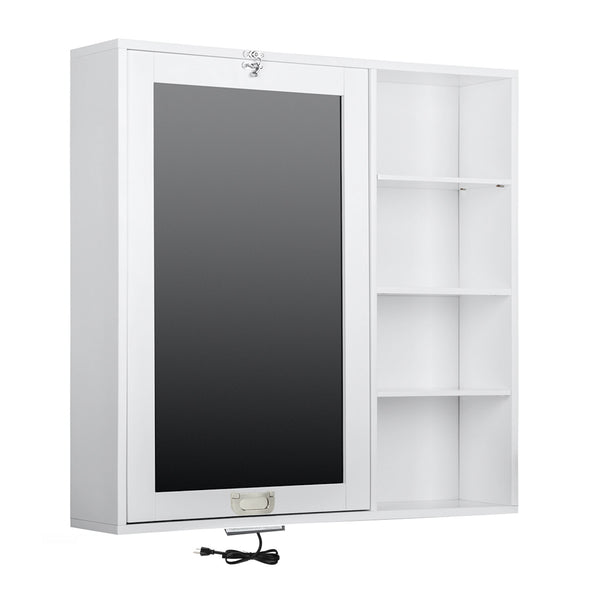 Loft97 SH71WWE Collapsible Fold Down Desk Table with Storage Cabinet & Shelves - Wall Mounted Desk Furniture with Chalkboard Wall - Computer Desk Storage with USB Charging Ports & Outlets - White