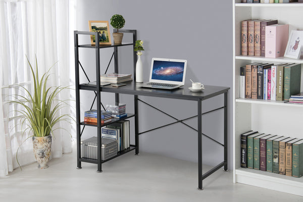 Loft97 SH73/74XX Computer Desk with Shelves - 47-inch Metal Desk with 4-Tier Storage Bookshelves - Functional Desk with Storage, Study Table Desk, Craft Desk, Student Desk, Corner Computer Desk