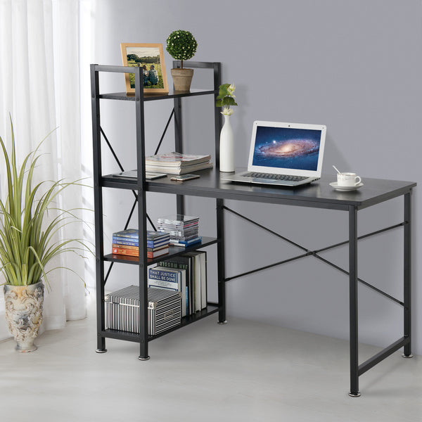 Loft97 SH73/74XX Computer Desk with Shelves - 47-inch Metal Desk with 4-Tier Storage Bookshelves - Functional Desk with Storage, Study Table Desk, Craft Desk, Student Desk, Corner Computer Desk