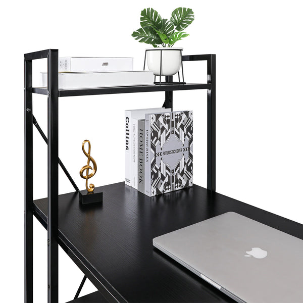 Loft97 SH73/74XX Computer Desk with Shelves - 47-inch Metal Desk with 4-Tier Storage Bookshelves - Functional Desk with Storage, Study Table Desk, Craft Desk, Student Desk, Corner Computer Desk