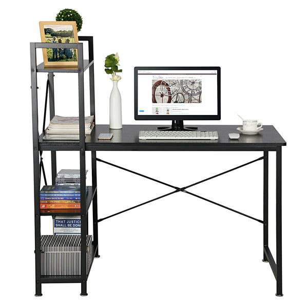 Loft97 SH73/74XX Computer Desk with Shelves - 47-inch Metal Desk with 4-Tier Storage Bookshelves - Functional Desk with Storage, Study Table Desk, Craft Desk, Student Desk, Corner Computer Desk