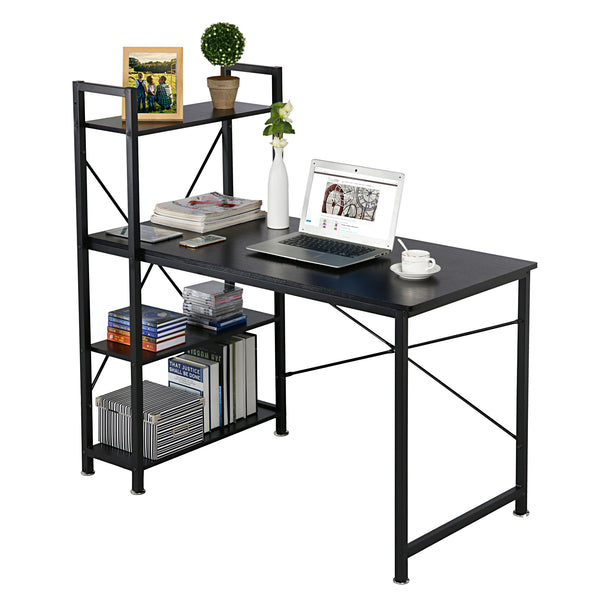 Loft97 SH73/74XX Computer Desk with Shelves - 47-inch Metal Desk with 4-Tier Storage Bookshelves - Functional Desk with Storage, Study Table Desk, Craft Desk, Student Desk, Corner Computer Desk