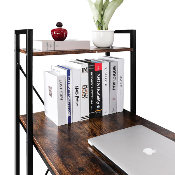 Loft97 SH73/74XX Computer Desk with Shelves - 47-inch Metal Desk with 4-Tier Storage Bookshelves - Functional Desk with Storage, Study Table Desk, Craft Desk, Student Desk, Corner Computer Desk