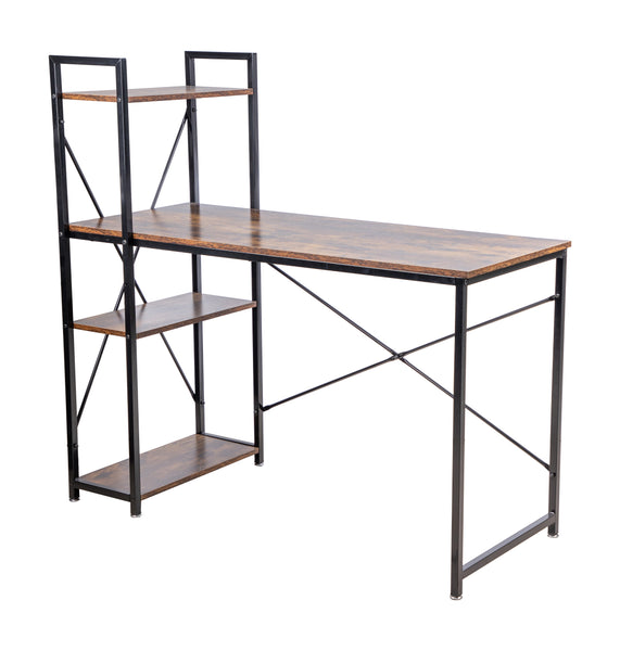Loft97 SH73/74XX Computer Desk with Shelves - 47-inch Metal Desk with 4-Tier Storage Bookshelves - Functional Desk with Storage, Study Table Desk, Craft Desk, Student Desk, Corner Computer Desk