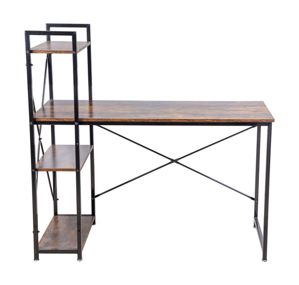 Loft97 SH73/74XX Computer Desk with Shelves - 47-inch Metal Desk with 4-Tier Storage Bookshelves - Functional Desk with Storage, Study Table Desk, Craft Desk, Student Desk, Corner Computer Desk