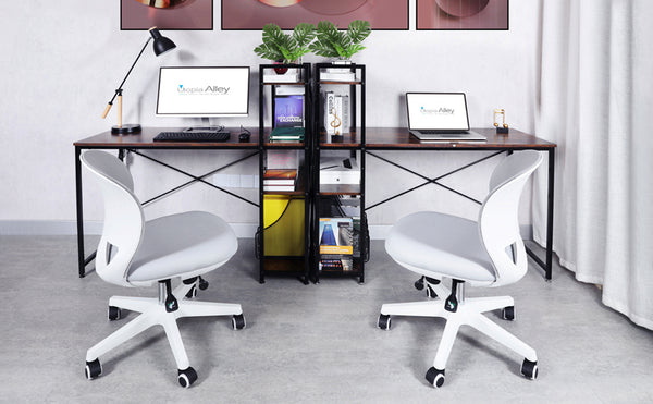 Loft97 SH73/74XX Computer Desk with Shelves - 47-inch Metal Desk with 4-Tier Storage Bookshelves - Functional Desk with Storage, Study Table Desk, Craft Desk, Student Desk, Corner Computer Desk