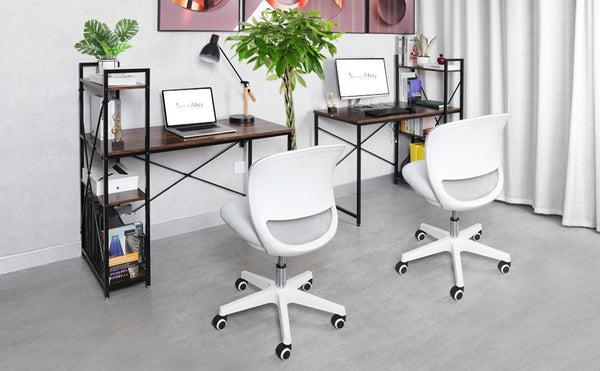 Loft97 SH73/74XX Computer Desk with Shelves - 47-inch Metal Desk with 4-Tier Storage Bookshelves - Functional Desk with Storage, Study Table Desk, Craft Desk, Student Desk, Corner Computer Desk