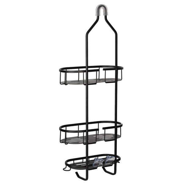 Loft97 SHC4XX Rustproof Aluminum Shower Caddy for Shower Heads - Hanging Shower Caddy Organizer with 3 Shelves & Hooks, Overhead Shower Caddy for Bathroom & Home, Handheld Shower Head, Tall Bottle Rack