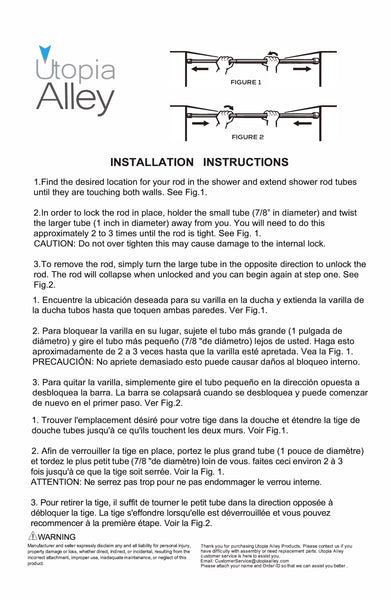 Loft97 T42WW 40" Aluminum Tension Rod with PVC End Caps, White