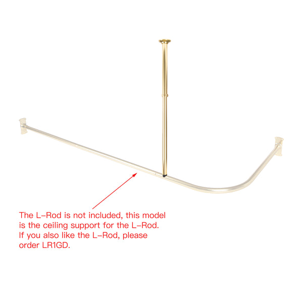 Loft97 VS1GD Rustproof Wall Mounted L-Shaped Corner Rod Vertical Ceiling Support Bar, Gold