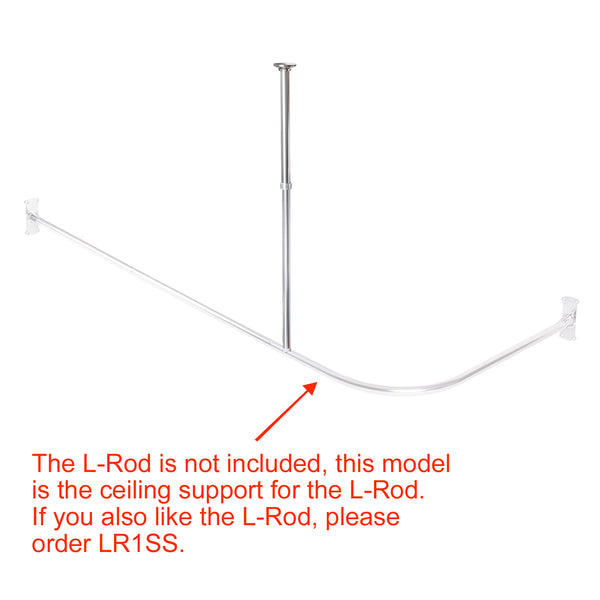 Loft97 VS1SS Rustproof Wall Mounted Vertical Ceiling Support Bar for L-Shaped Corner Rod, Chrome