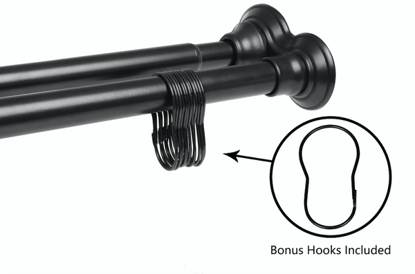 Loft97 DS1XX Adjustable 72-Inch Double Shower Curtain Tension Rods - Rust-Proof Aluminum with  Rubber End Cap, Easy Installation - Extendable, Ideal for Bathroom, Retractable, Wall-to-Wall - No Drilling