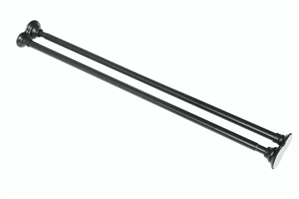 Loft97 DS1XX Adjustable 72-Inch Double Shower Curtain Tension Rods - Rust-Proof Aluminum with  Rubber End Cap, Easy Installation - Extendable, Ideal for Bathroom, Retractable, Wall-to-Wall - No Drilling