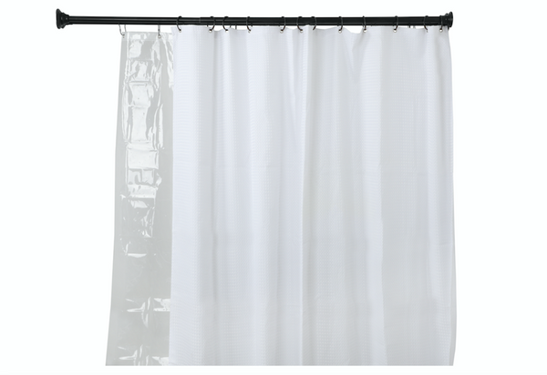 Loft97 DS1XX Adjustable 72-Inch Double Shower Curtain Tension Rods - Rust-Proof Aluminum with  Rubber End Cap, Easy Installation - Extendable, Ideal for Bathroom, Retractable, Wall-to-Wall - No Drilling