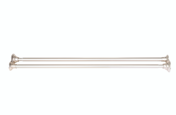 Loft97 DS1XX Adjustable 72-Inch Double Shower Curtain Tension Rods - Rust-Proof Aluminum with  Rubber End Cap, Easy Installation - Extendable, Ideal for Bathroom, Retractable, Wall-to-Wall - No Drilling