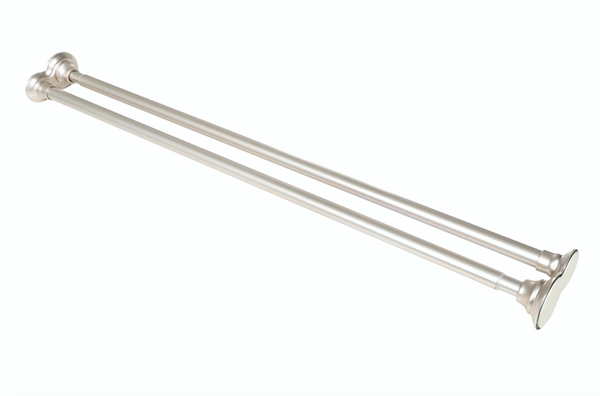 Loft97 DS1XX Adjustable 72-Inch Double Shower Curtain Tension Rods - Rust-Proof Aluminum with  Rubber End Cap, Easy Installation - Extendable, Ideal for Bathroom, Retractable, Wall-to-Wall - No Drilling