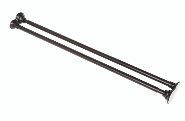 Loft97 DS1XX Adjustable 72-Inch Double Shower Curtain Tension Rods - Rust-Proof Aluminum with  Rubber End Cap, Easy Installation - Extendable, Ideal for Bathroom, Retractable, Wall-to-Wall - No Drilling
