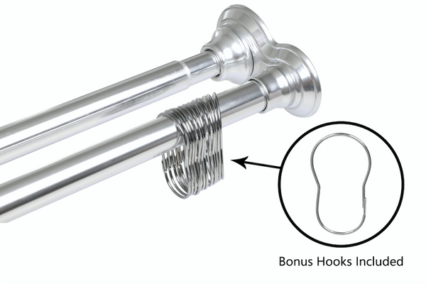 Loft97 DS1XX Adjustable 72-Inch Double Shower Curtain Tension Rods - Rust-Proof Aluminum with  Rubber End Cap, Easy Installation - Extendable, Ideal for Bathroom, Retractable, Wall-to-Wall - No Drilling