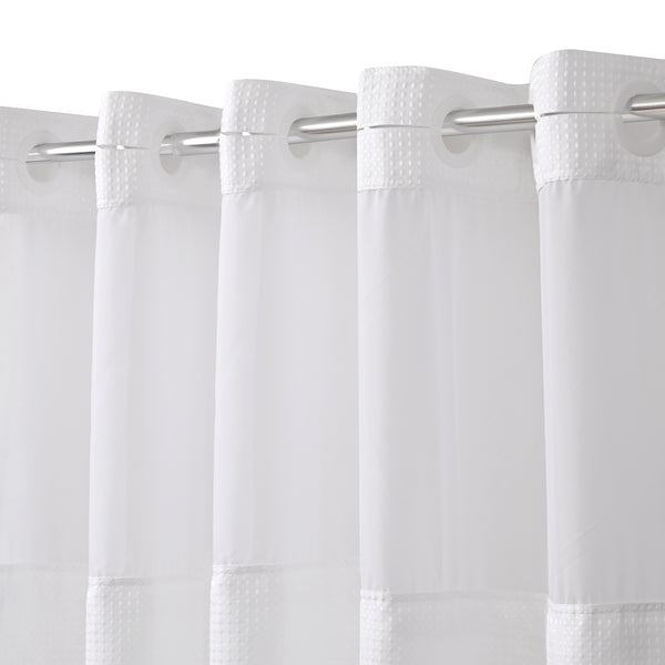 Loft97 BL6WW No Hooks Required Waffle Weave Shower Curtain with Snap in Liner - 71"W x 74"H, White