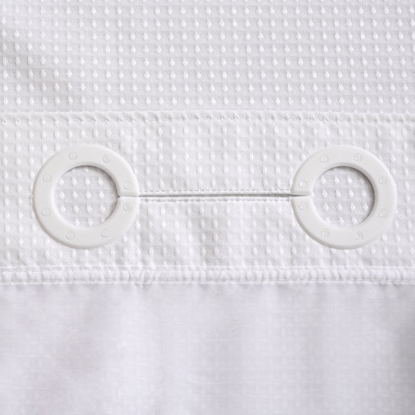 Loft97 BL6WW No Hooks Required Waffle Weave Shower Curtain with Snap in Liner - 71"W x 74"H, White