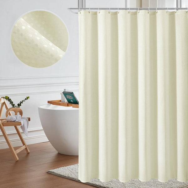 Loft97 BL7XX Waffle Weave Shower Curtain for Bathroom, 120 GSM Weighted Polyester Bath Curtain (71" W × 71" H)