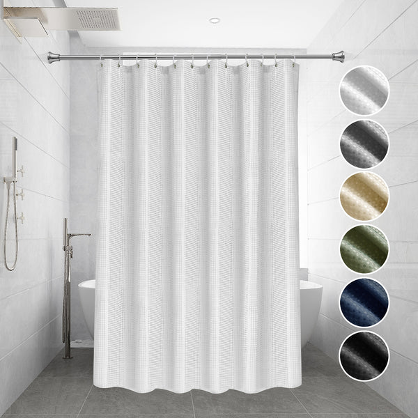 Loft97 BL7XX Waffle Weave Shower Curtain for Bathroom, 120 GSM Weighted Polyester Bath Curtain (71" W × 71" H)