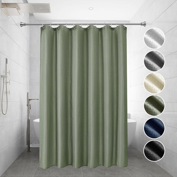 Loft97 BL8XX Waffle Weave Shower Curtain for Bathroom, 120 GSM Weighted Polyester Bath Curtain  (71" W × 79" H)