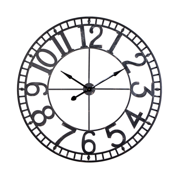 Loft97 CL56BK Manhattan Industrial Wall Clock, Analog, Black, 43.5"