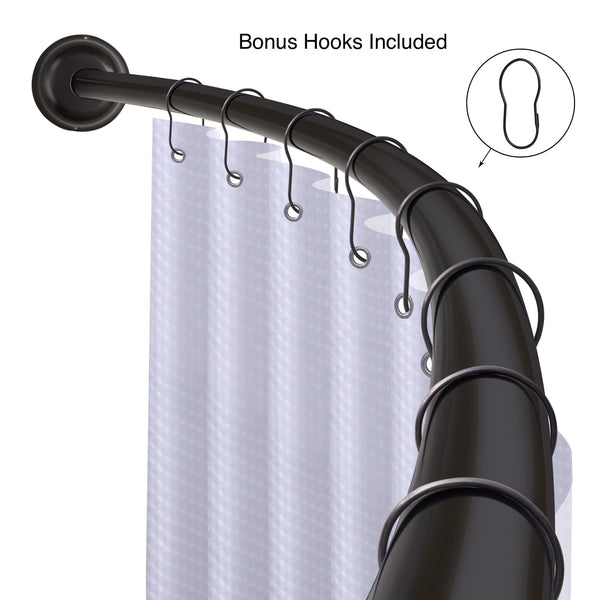 Loft97 CR2XX Aluminum Rustproof Wall Mounted Single Curved Shower Rod, adjustable from 45" to 72" Wide