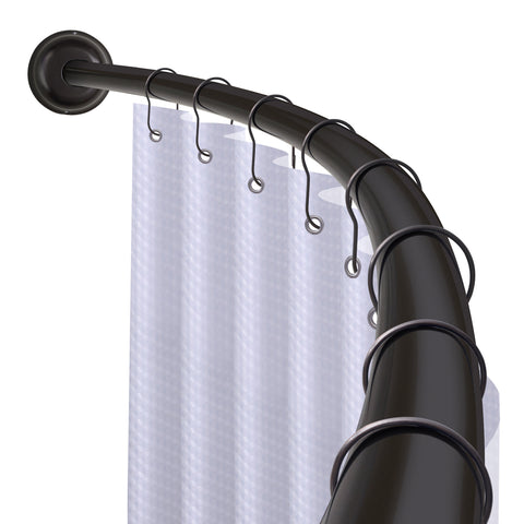 Loft97 CR2XX Aluminum Rustproof Wall Mounted Single Curved Shower Rod, adjustable from 45" to 72" Wide