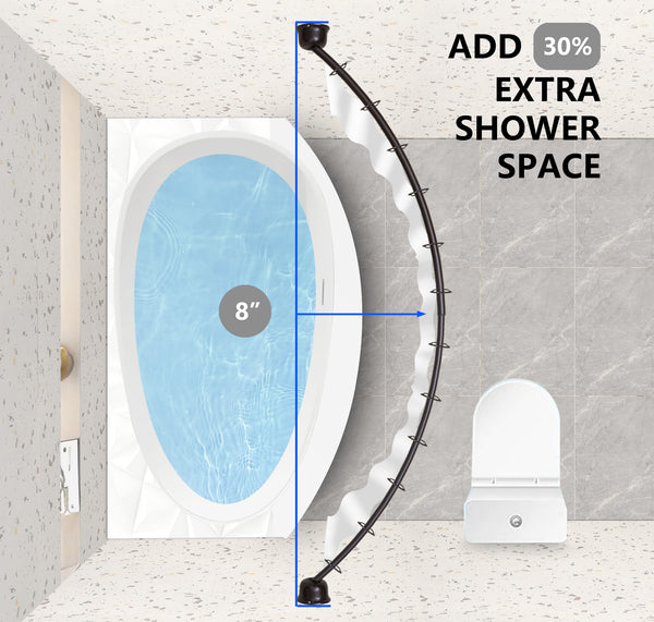 Loft97 CR2XX Aluminum Rustproof Wall Mounted Single Curved Shower Rod, adjustable from 45" to 72" Wide