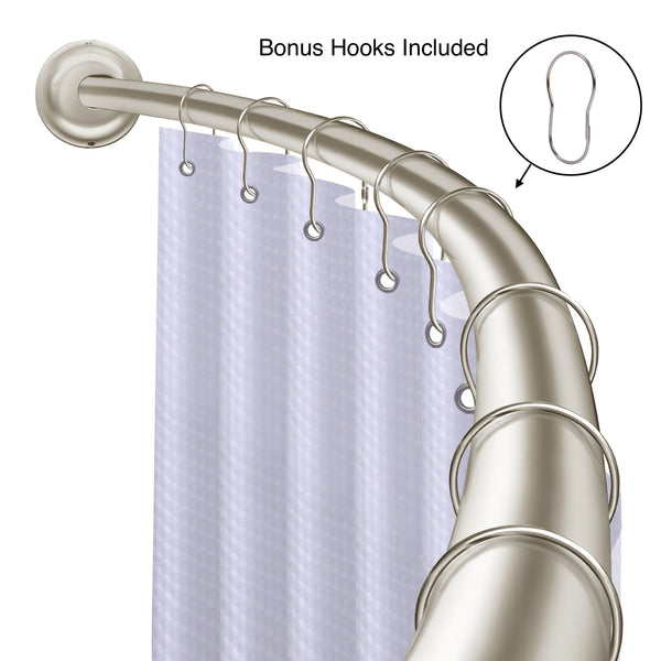 Loft97 CR2XX Aluminum Rustproof Wall Mounted Single Curved Shower Rod, adjustable from 45" to 72" Wide