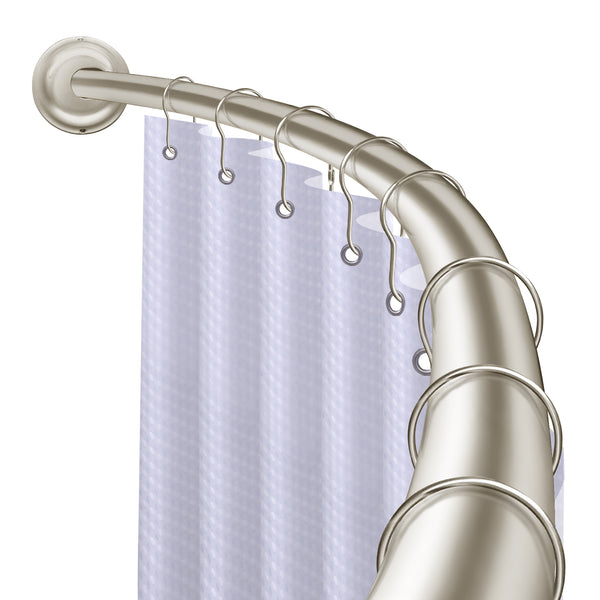 Loft97 CR2XX Aluminum Rustproof Wall Mounted Single Curved Shower Rod, adjustable from 45" to 72" Wide