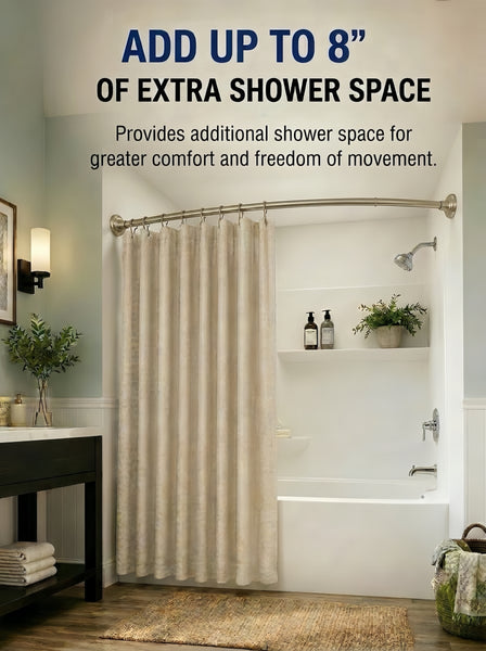 Loft97 CR2XX Signature Aluminum Series Curved Shower Curtain Rod - Rustproof Aluminum Wall Mount Rod, Adjustable 45 to 72 Inch, Adds Up to 8 Inches of Extra Shower Space